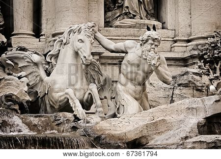 Fragment Of Trevi Fountain (fontana Di Trevi)