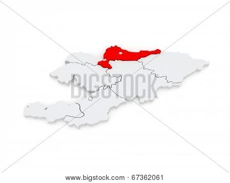 Map of Chui. Kyrgyzstan. 3d