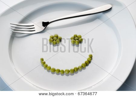 Plate With Smiley From Peas