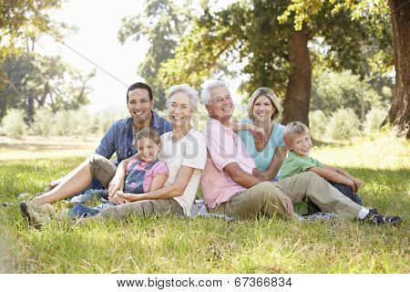Three generation family in the country