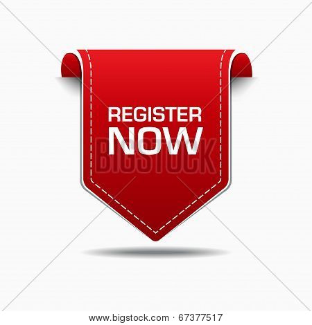 Register Now Red Label Icon Vector Design