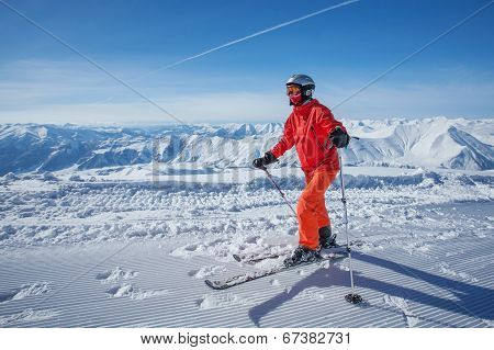 Skier Is Posing At Camera