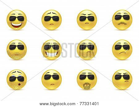 Set Inspirational Bearded Smilies