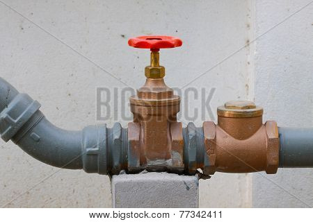 Water valve set in the building, Control water flow by valve,