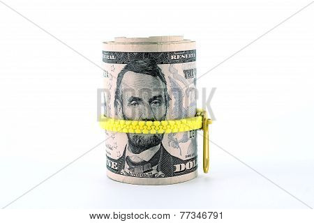 Portrait of Abraham Lincoln on the five dollar bill