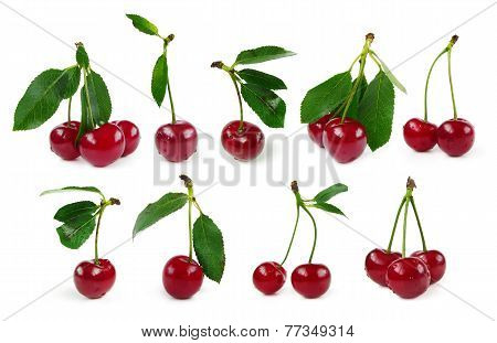 Cherries Isolated On White Background
