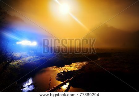 mountain landscape in autumn by night - Fundatura Ponorului, Romania