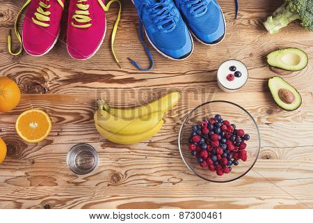 Running shoes on the floor