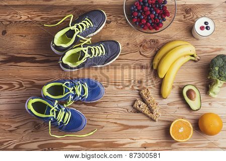 Running shoes on the floor