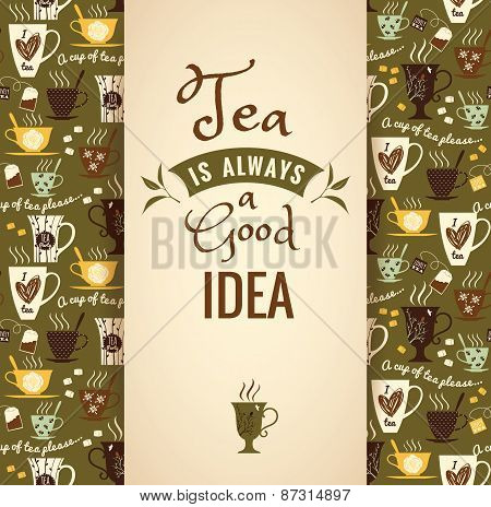 Tea Background. Poster With Typography