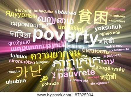 Background concept wordcloud multilanguage international many language illustration of translation poverty glowing light