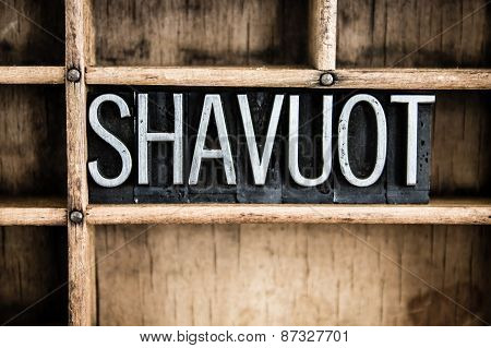 Shavuot Concept Metal Letterpress Word In Drawer