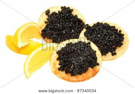 Caviar On Blini Pancakes