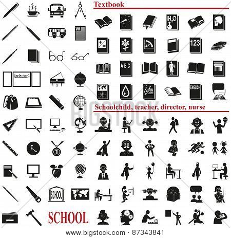 School Icons On White