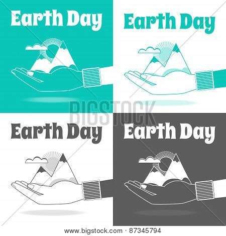 Earth Day Vector Concept. Nature In Human Hands. Flat Design.