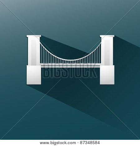 bridge in blue background, flat and shadow design