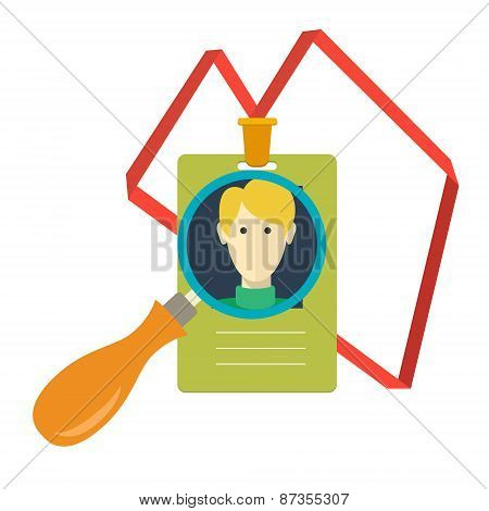 Identity Card Of The Person, Badge, Identification Card. Flat Design.