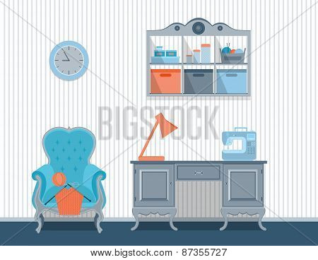 interior rooms for crafts. Flat design.