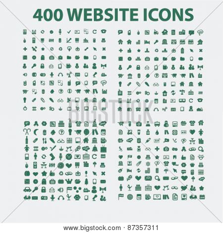 400 website, business, management, holidays, isolated icons, signs, illustrations concept design set, vector