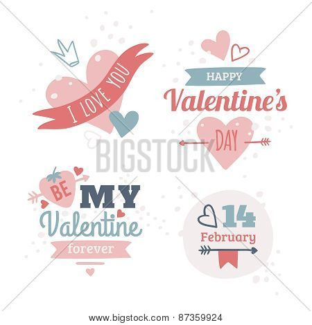 Set Of Happy Valentine's Day.