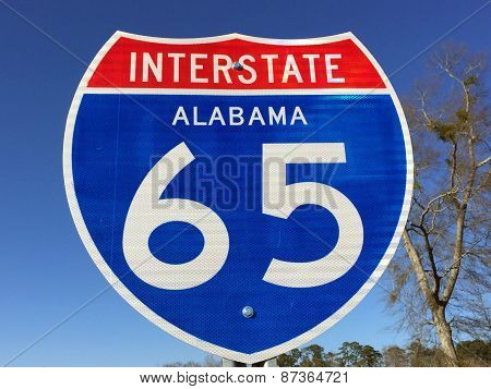 Highway sign for I-65 in Alabama
