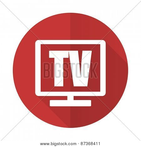 tv red flat icon television sign