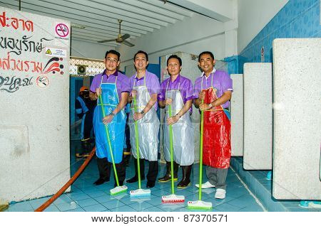 Cleaning Pubic Toilet