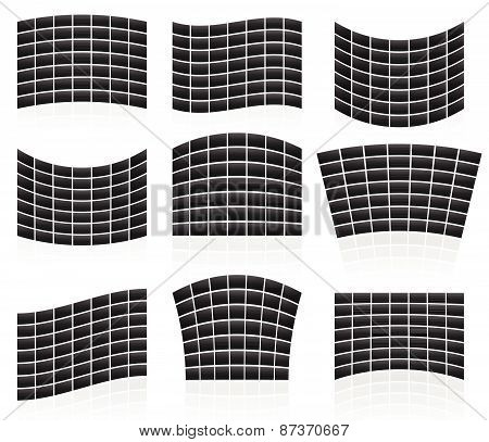 Set Of Flat Video Walls With Distortion Effects