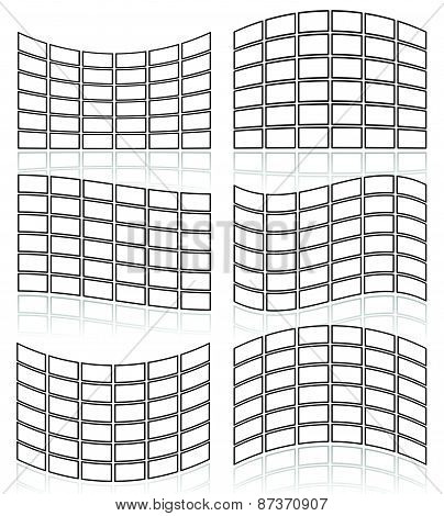 Set Of Flat Video Walls With Distortion Effects