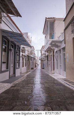 Andros Streets In Rain