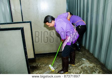 Cleaning Pubic Toilet