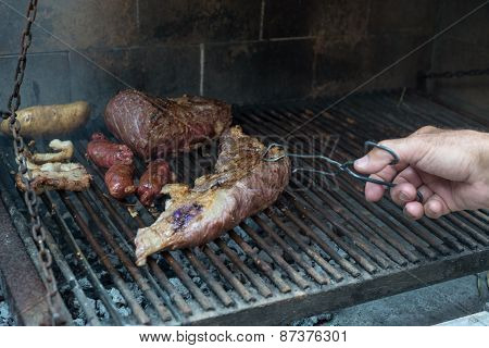 Argetine Asado  Barbecue, Meat Cooked Over Grill. Latin American Food.