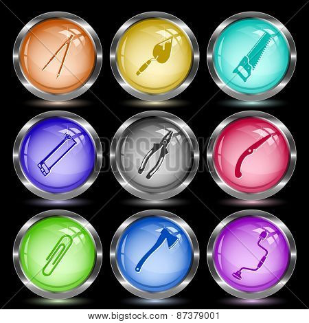 Angularly set. Internet button. Raster illustration.