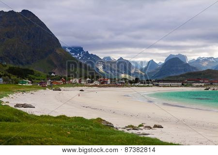 Ramberg Beach in the Lofoten Islands, Norway,