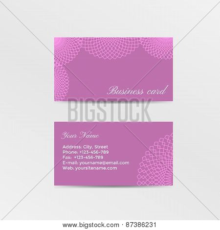 Pink business card decorated lacework