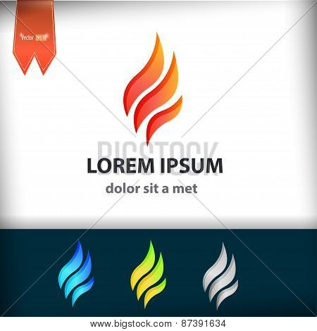 Fire Flame Vector Logo Design Template. Tongues Of Flame Creative Icon.