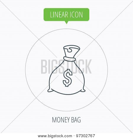 Sack with dollars icon. Money bag sign.