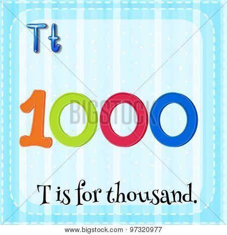 Flashcard letter T is for thousand