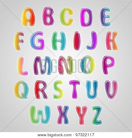 Multicolored Font, Set Of Colorful Letters.