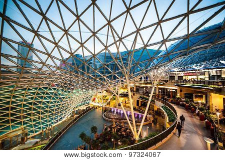 Warsaw, Poland - November 01, 2014: Shopping center Golden Terraces one of the most popular and visited shopping centers in Warsaw.