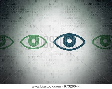 Privacy concept: eye icon on Digital Paper background