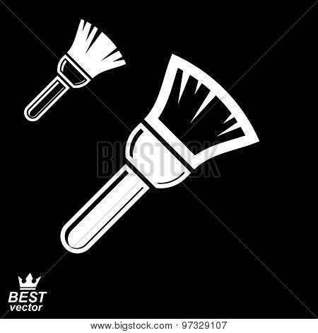 Stylized vector repair instrument, simple paint brush for whitewash, includes additional version.