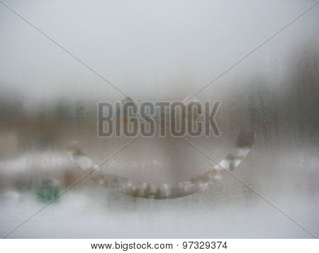 Window Glass, Rain Drops And Smile