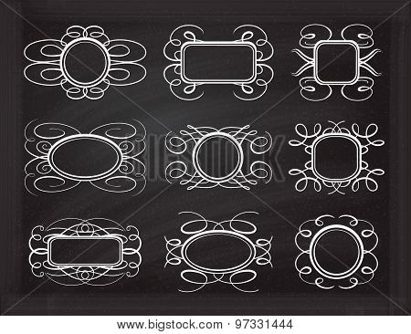 Vector frames set on the chalkboard.