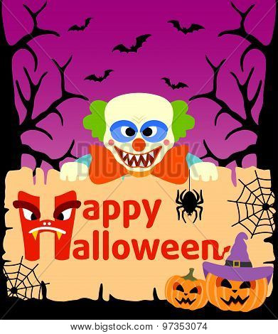 Halloween Background With Clown Vector