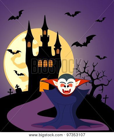 Halloween Background With Dracula