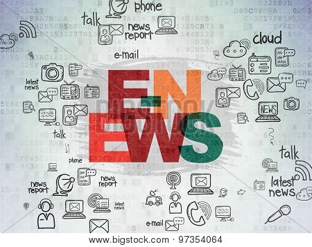 News Concept: E-news On Digital Paper Background