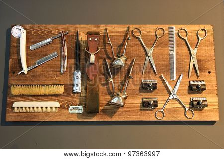 Vintage tools of barber shop