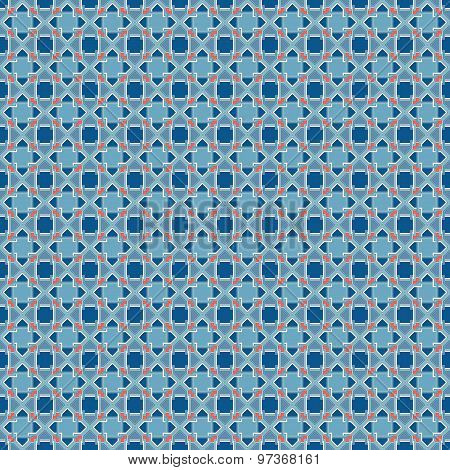 Blue And Red Mosaic Geometric Pattern