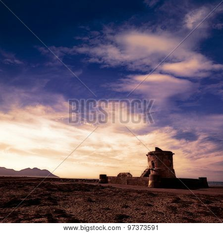 Almeria Cabo de Gata tower Torreon in San Miguel Beach at Spain